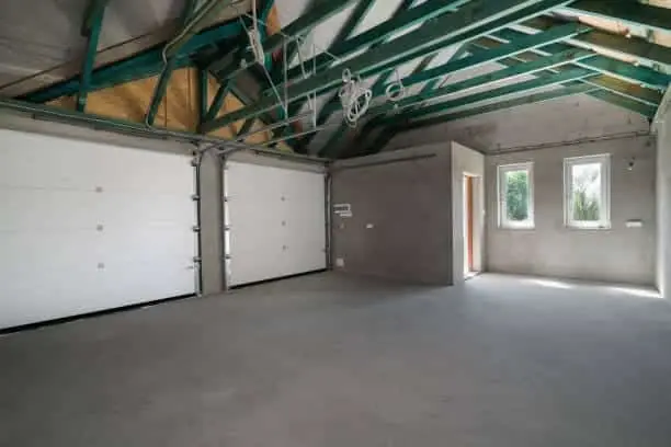 Unfinished two car garage interior