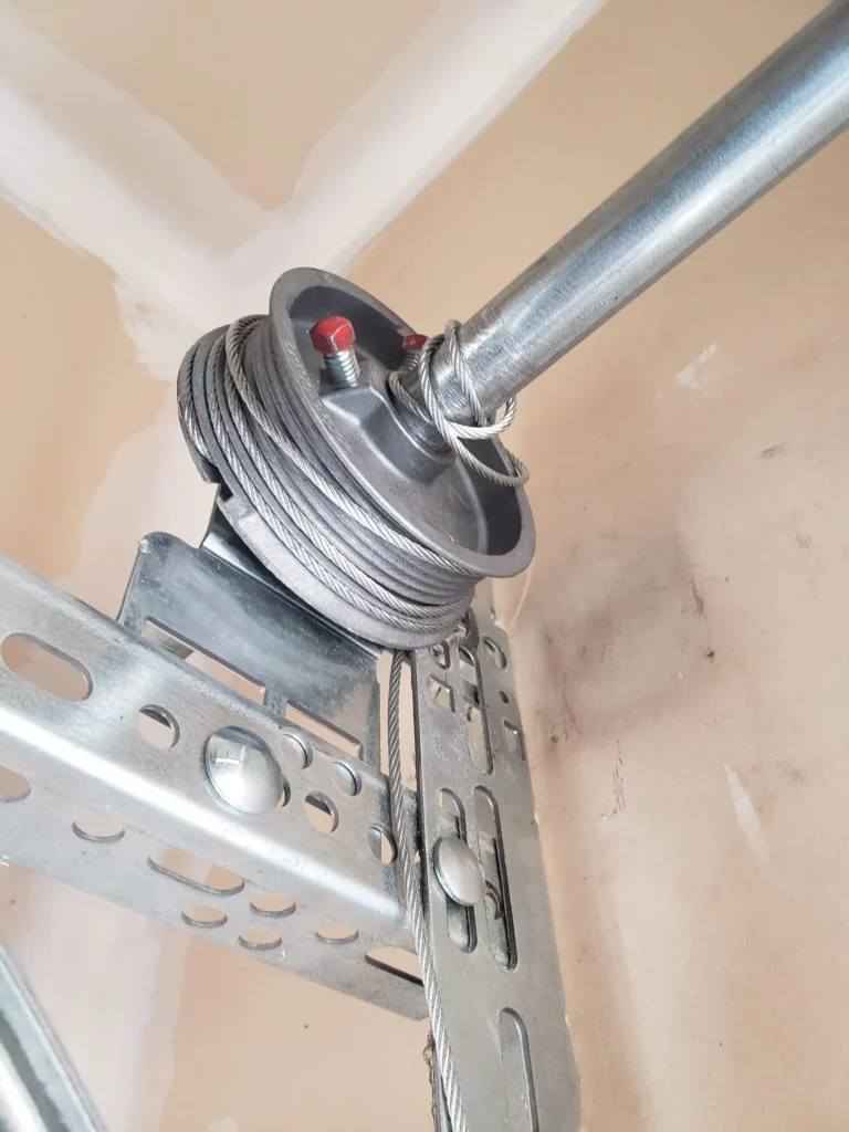 Loose garage cable wire in a cable drum.