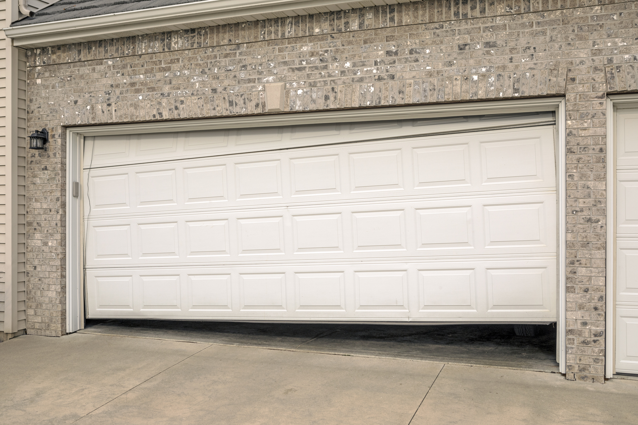 A broken garage door.