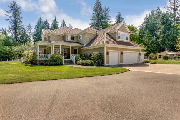 Exterior view of an Outstanding country residence with perfect landscape design.