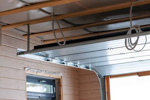 An open garage door shot from the inside.